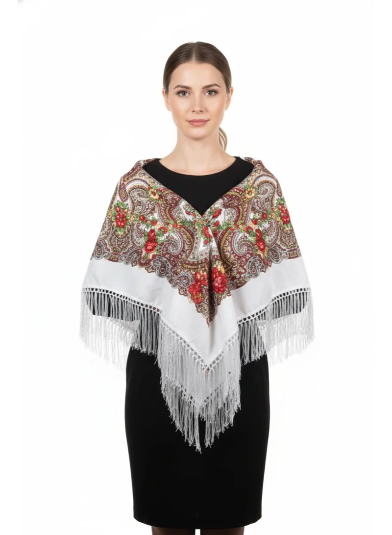 Bidani Empress Midnight Blossom Shawl – Vintage White